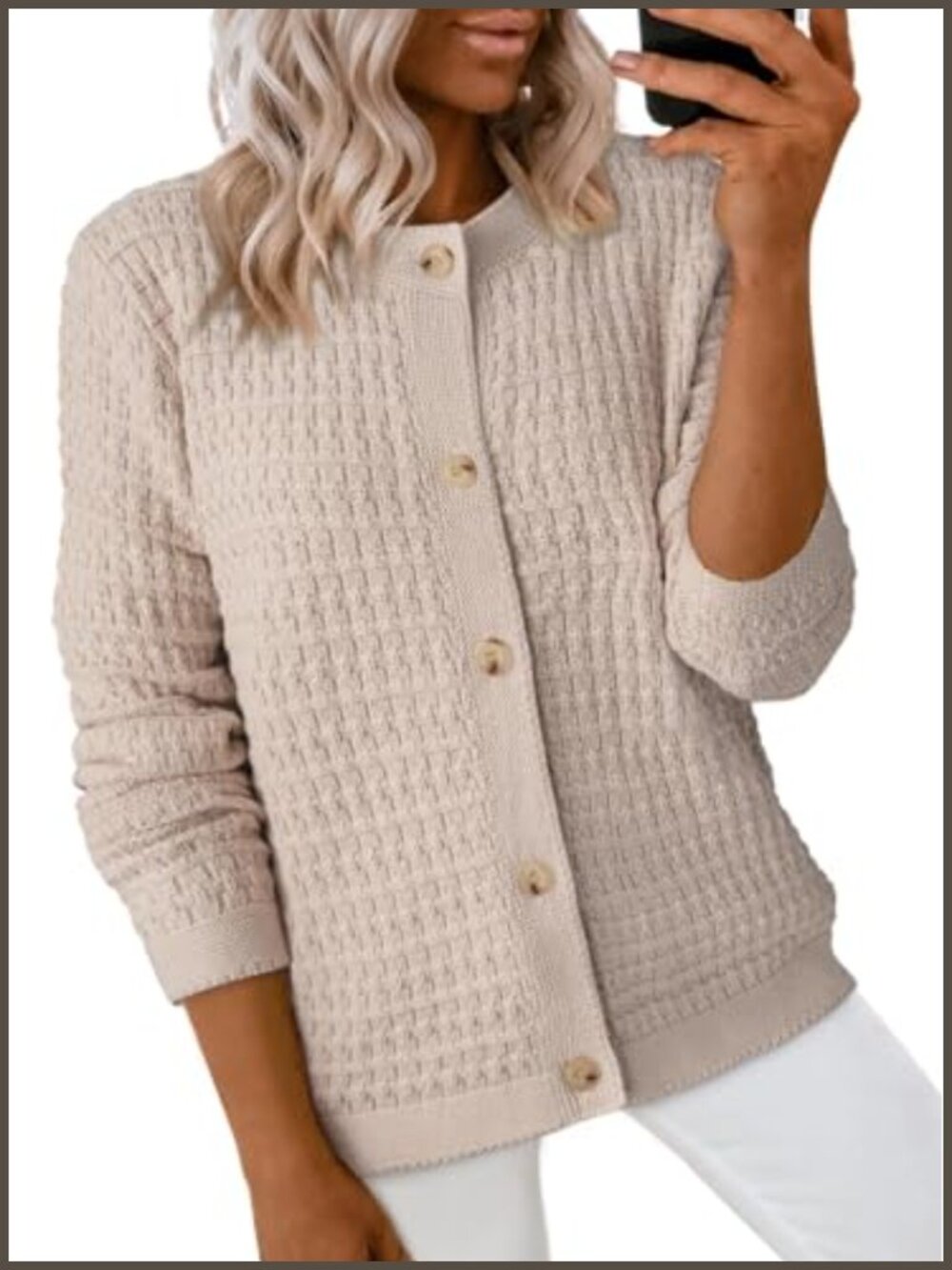 Women's Chunky Knit Open Front Cardigan Button Down Lightweight Sweater